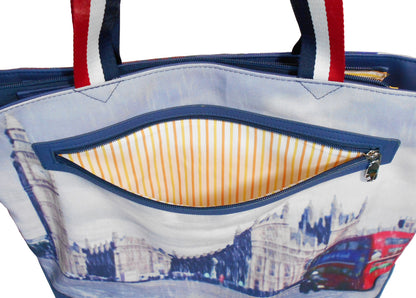 Furbabies British Shorthair Original Portrait Drawing Printed Canvas Large Tote Bag