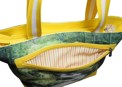 Furbabies Labrador Retriever Original Portrait Drawing Printed Canvas Large Tote Bag