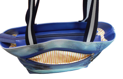 Furbabies Husky Original Portrait Drawing Printed Canvas Medium Tote Bag