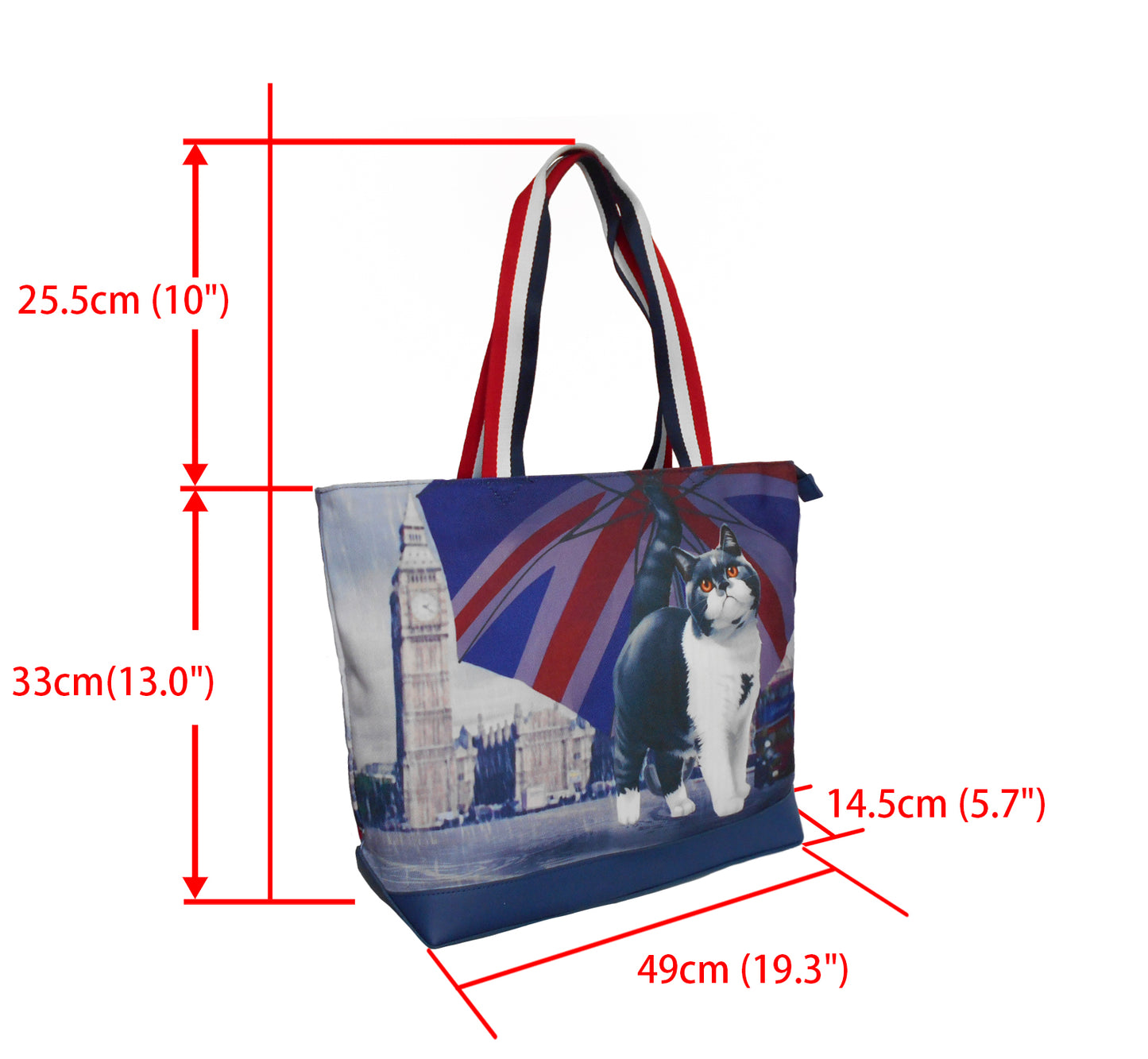 Furbabies British Shorthair Original Portrait Drawing Printed Canvas Large Tote Bag
