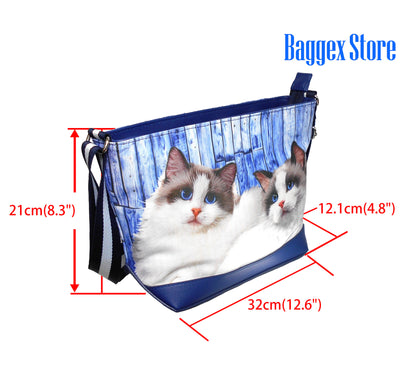 Furbabies Ragdoll Cat Original Portrait Drawing Printed Canvas Medium Shoulder Bag