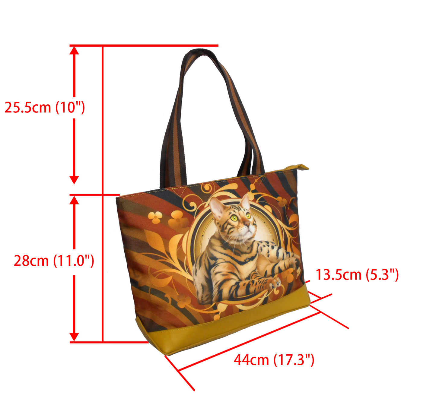 Furbabies Bengal cat Original Portrait Drawing Printed Canvas Medium Tote Bag