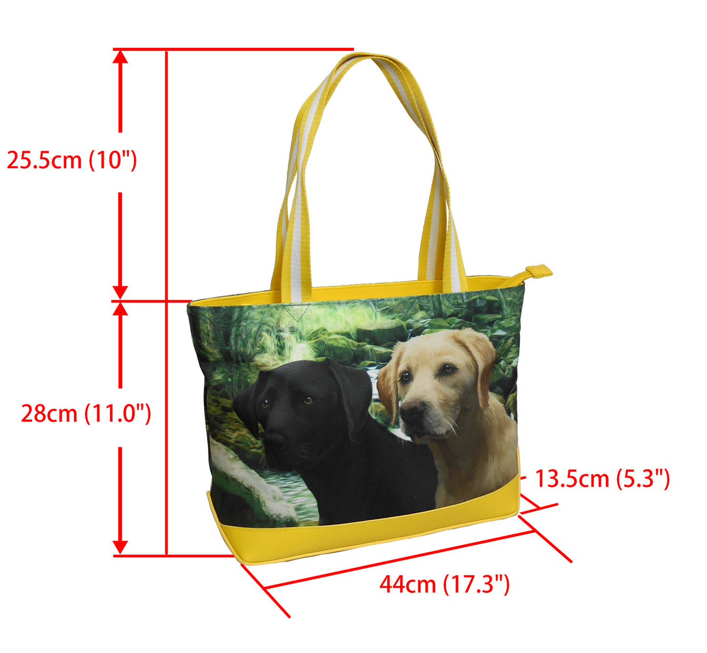 Furbabies Labrador Retriever Original Portrait Drawing Printed Canvas Medium Tote Bag
