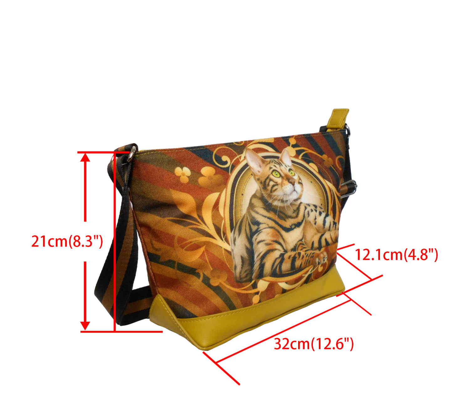 Furbabies Bengal cat Original Portrait Drawing Printed Canvas Medium Shoulder Bag