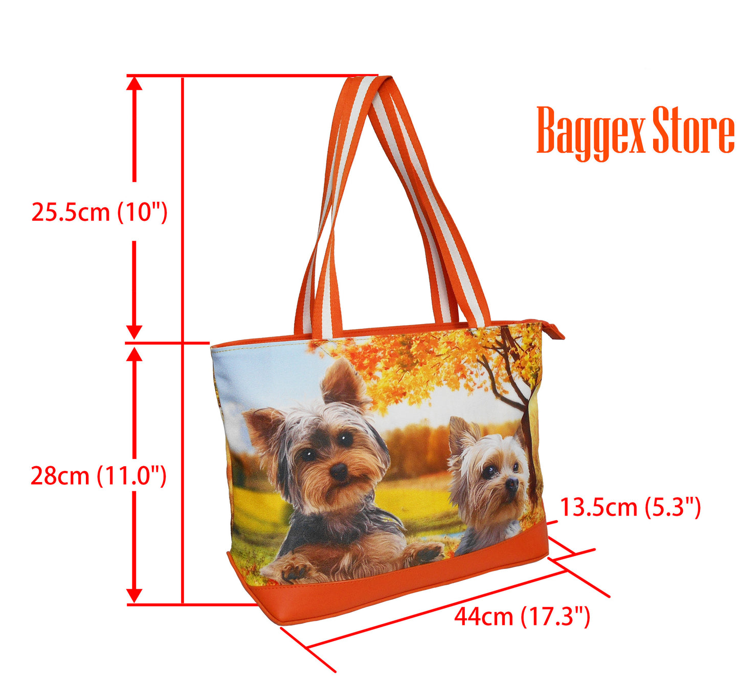 Furbabies Yorkshire Terrier Original Portrait Drawing Printed Canvas Medium Tote Bag