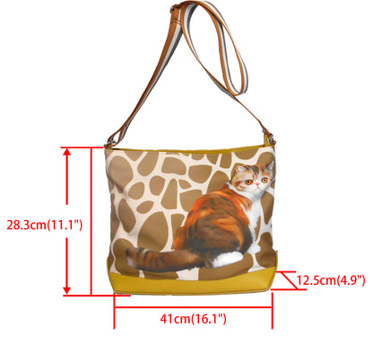 Furbabies Exotic Shorthair Original Portrait Drawing Printed Canvas Large Shoulder Bag