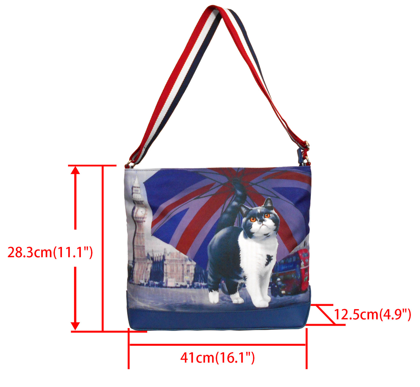 Furbabies British Shorthair Original Portrait Drawing Printed Canvas Large Shoulder Bag