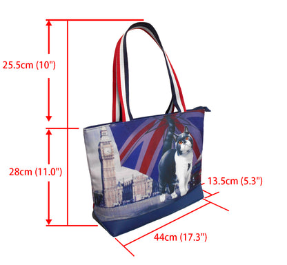 Furbabies British Shorthair Original Portrait Drawing Printed Canvas Medium Tote Bag