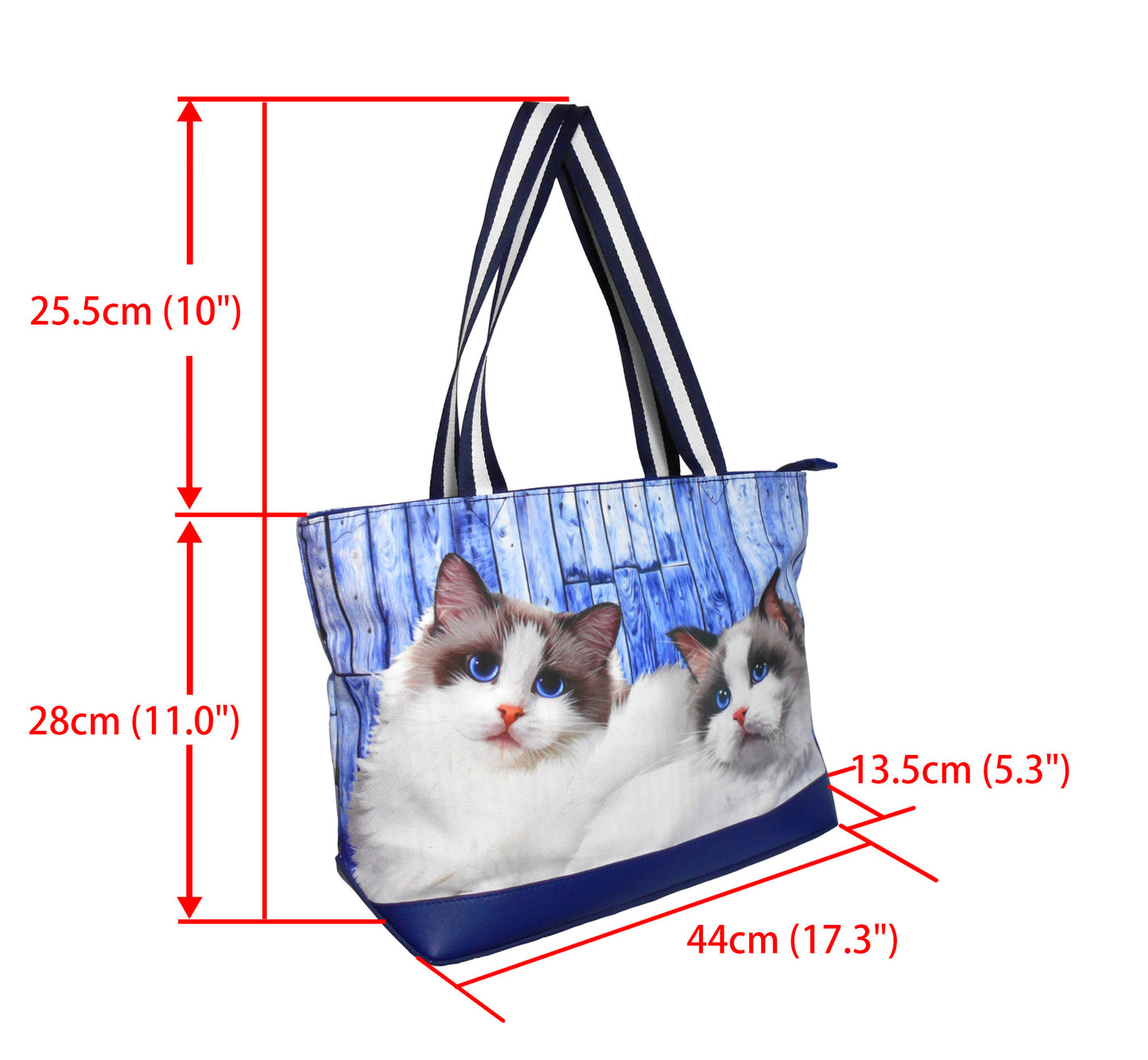 Furbabies Ragdoll Cat Original Portrait Drawing Printed Canvas Medium Tote Bag