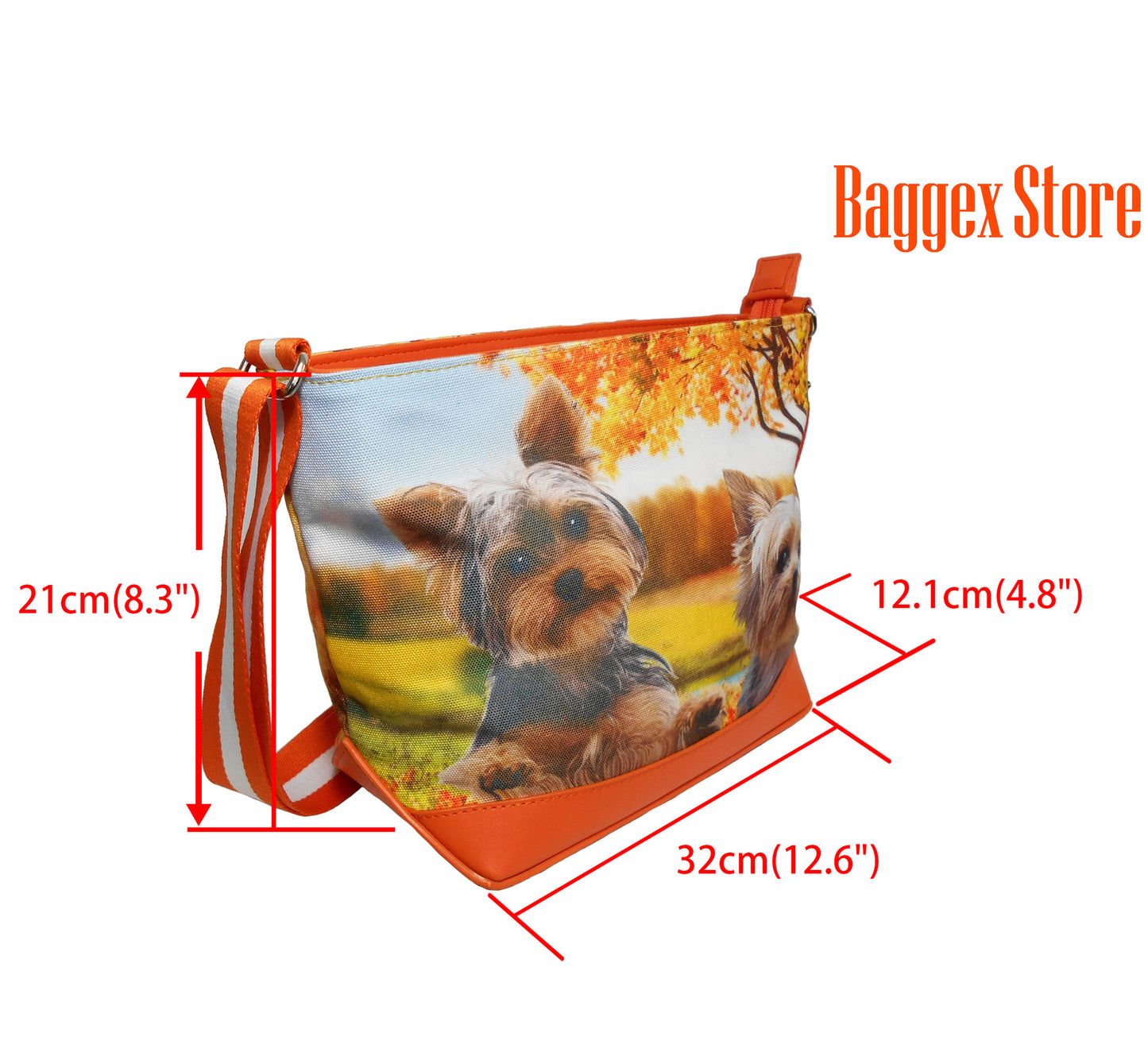 Furbabies Yorkshire Terrier Original Portrait Drawing Printed Canvas Medium Shoulder Bag