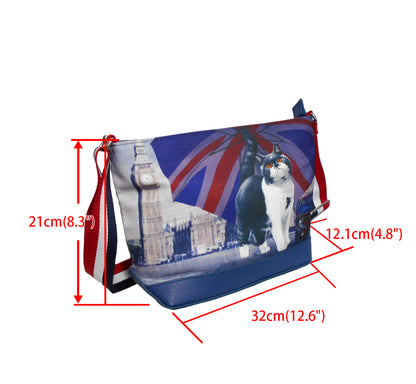 Furbabies British Shorthair Original Portrait Drawing Printed Canvas Medium Shoulder Bag